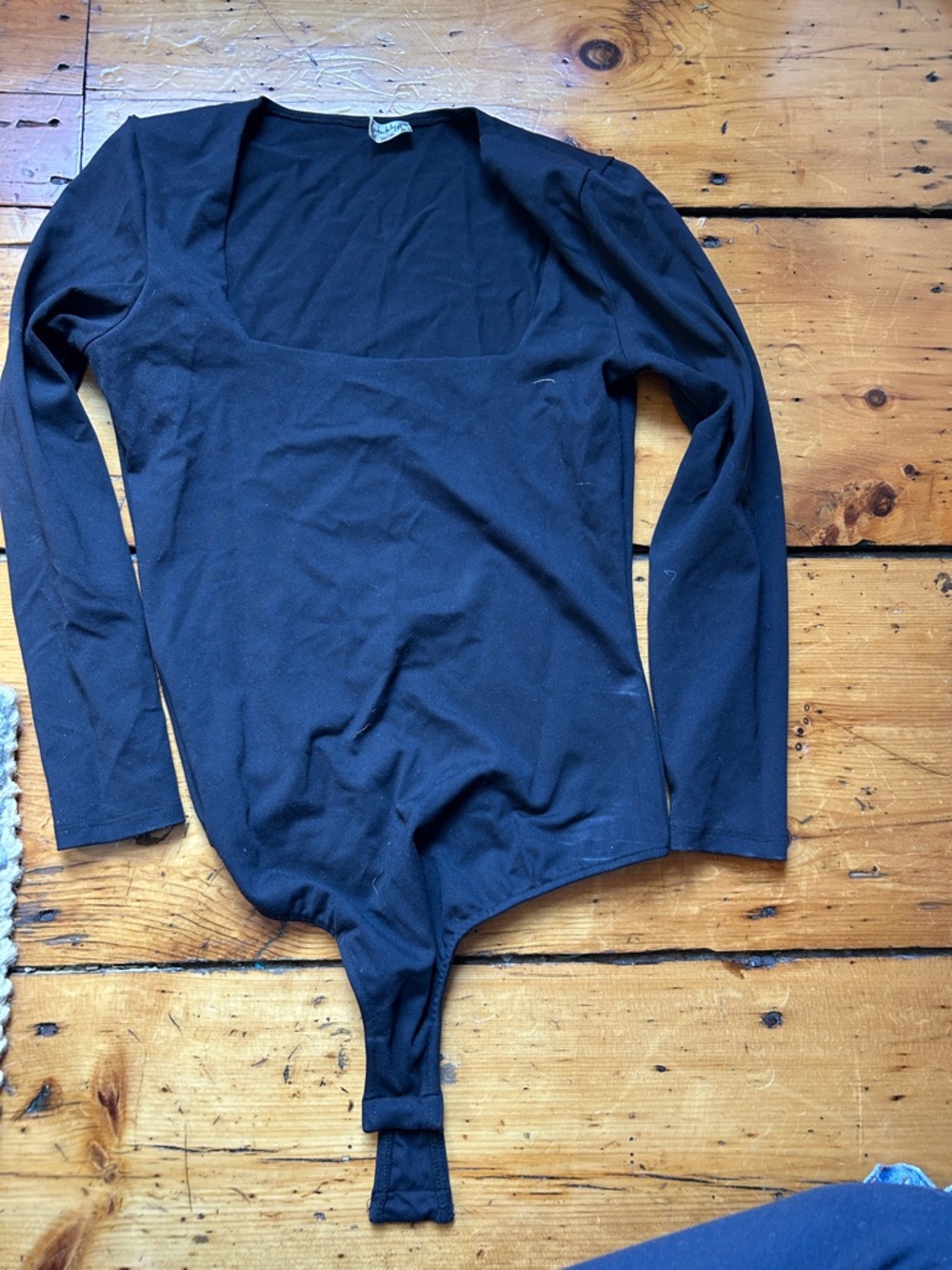 Free People Black Long Sleeve Scoop Neck Bodysuit